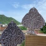 Floral Tree Hand carved Wooden Block Print Stamp Wooden Sheesham Block Stamp Paper & Fabric print Pack of 1 (White Engraved)