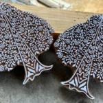 Floral Tree Hand carved Wooden Block Print Stamp Wooden Sheesham Block Stamp Paper & Fabric print Pack of 1 (White Engraved)