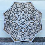 Mandala Round Wooden Block Print Stamp Sheesham Wooden Block Hand Paper And Fabric Print Block Stamp Hand Carved Set of 2 (White Engraved