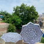 Mandala Round Wooden Block Print Stamp Sheesham Wooden Block Hand Paper And Fabric Print Block Stamp Hand Carved Set of 2 (White Engraved