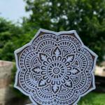 Mandala Round Wooden Block Print Stamp Sheesham Wooden Block Hand Paper And Fabric Print Block Stamp Hand Carved Set of 2 (White Engraved