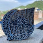Teardrop Floral Mandala Handcarved Wooden Block for Printing Wooden Sheesham Block Paper And Fabric Block Stamp
