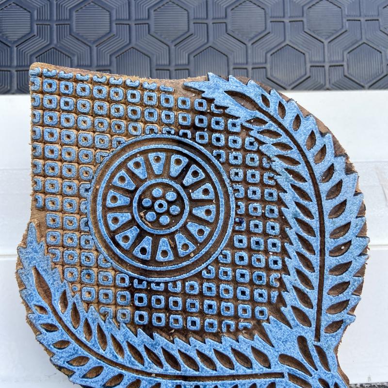 Teardrop Floral Mandala Handcarved Wooden Block for Printing Wooden Sheesham Block Paper And Fabric Block Stamp