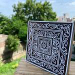 Square Floral Border Handcarved Wooden Block for Fabric & Craft Printing Wooden Sheesham Block Paper And Fabric Block Stamp