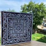 Square Floral Border Handcarved Wooden Block for Fabric & Craft Printing Wooden Sheesham Block Paper And Fabric Block Stamp