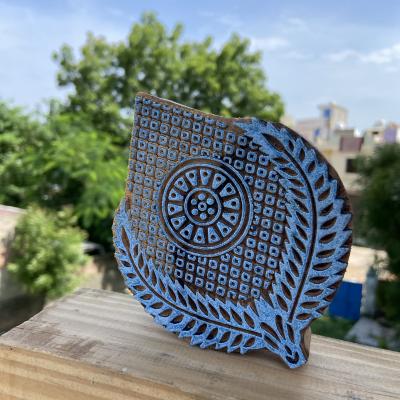 Teardrop Floral Mandala Handcarved Wooden Block for Printing Wooden Sheesham Block Paper And Fabric Block Stamp