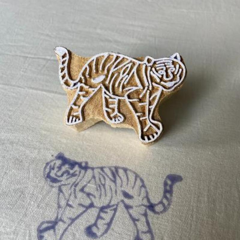 Hand crafted Wooden Tiger Block Print Stamp Wooden Sheesham Block Print Fabric And Paper Block Stamp Handcrafted Wooden Block Stamp