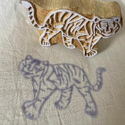 Hand crafted Wooden Tiger Block Print Stamp Wooden Sheesham Block Print Fabric And Paper Block Stamp Handcrafted Wooden Block Stamp