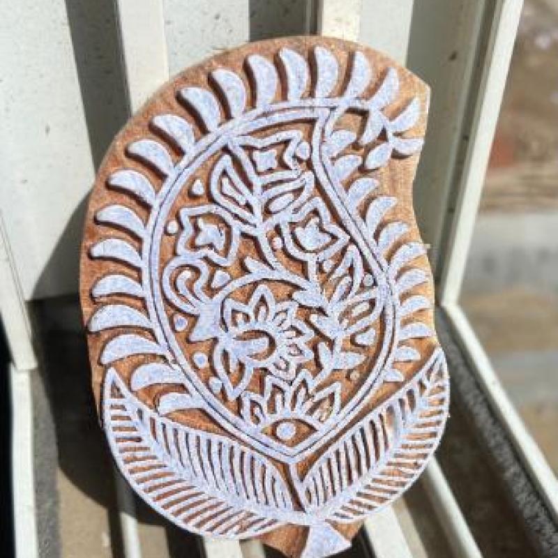 Paisley Floral Handcraft Wooden Block Print Stamp – Pack of 2 Handcrafted Wooden Sheesham Block Stamp Fabric Stamp Tool