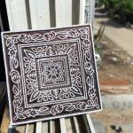 Square Floral Border Handcarved Wooden Block for Fabric & Craft Printing Wooden Sheesham Block Paper And Fabric Block Stamp