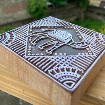 Hand crafted Wooden Camel Block Print Stamp for Fabric, Paper & Craft Handmade Sheesham  Wooden Block Stamp Squre Shap Camel block Stamp