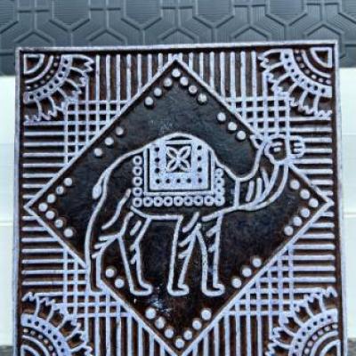 Hand crafted Wooden Camel Block Print Stamp for Fabric, Paper & Craft Handmade Sheesham  Wooden Block Stamp Squre Shap Camel block Stamp