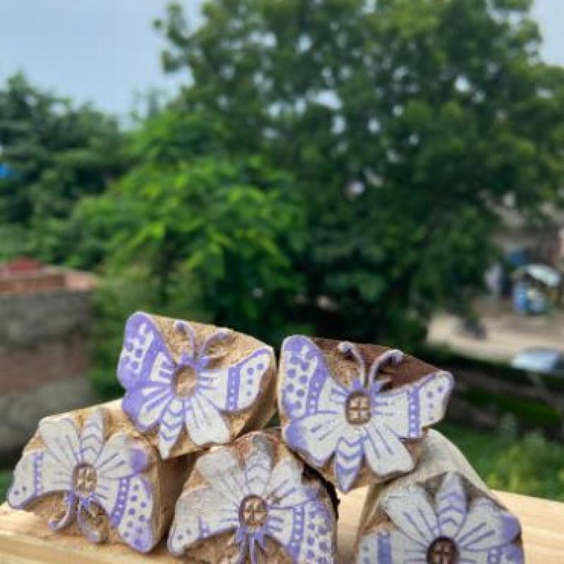 Handmade Butterfly Wooden Block Stamp – Set of 5 Hand Made Block Paper & Fabric Print Stamp Handmade Sheesham Wooden Block Print Stamp