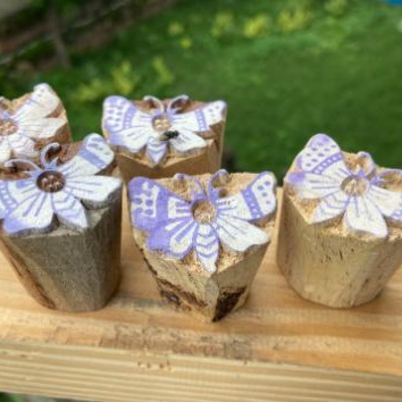 Handmade Butterfly Wooden Block Stamp – Set of 5 Hand Made Block Paper & Fabric Print Stamp Handmade Sheesham Wooden Block Print Stamp