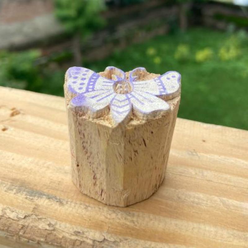 Handmade Butterfly Wooden Block Stamp – Set of 5 Hand Made Block Paper & Fabric Print Stamp Handmade Sheesham Wooden Block Print Stamp