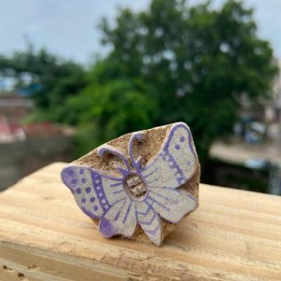 Handmade Butterfly Wooden Block Stamp – Set of 5 Hand Made Block Paper & Fabric Print Stamp Handmade Sheesham Wooden Block Print Stamp