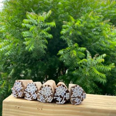 Pack of 5 Handcrafted Wooden Floral Block Prints Hand Made Block Paper & Fabric Print Stamp Handmade Sheesham Wooden Block Print Stamp