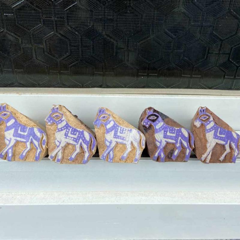 Horse Wooden Block Prints Pack of 5 Block Paper & Fabric Print Stamp Handmade Sheesham Wooden Block Print Stamp