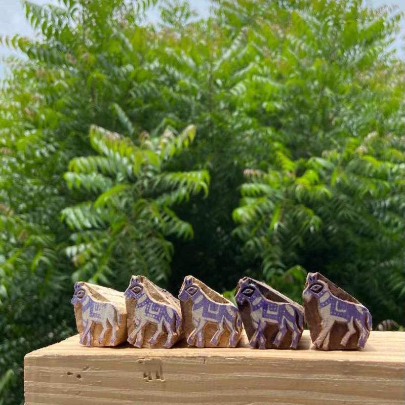 Horse Wooden Block Prints Pack of 5 Block Paper & Fabric Print Stamp Handmade Sheesham Wooden Block Print Stamp