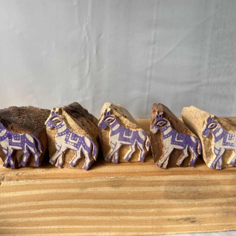 Horse Wooden Block Prints Pack of 5 Block Paper & Fabric Print Stamp Handmade Sheesham Wooden Block Print Stamp