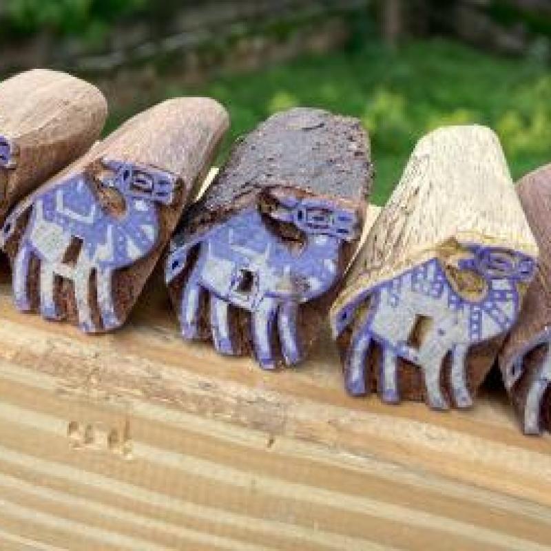 Pack of 5 Handcrafted Wooden Bull Block Prints Hand Made Block Paper & Fabric Print Stamp Handmade Sheesham Wooden Block Print Stamp