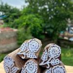 Floral Wood Block Stamp – Set of 5 Block Paper & Fabric Print Stamp