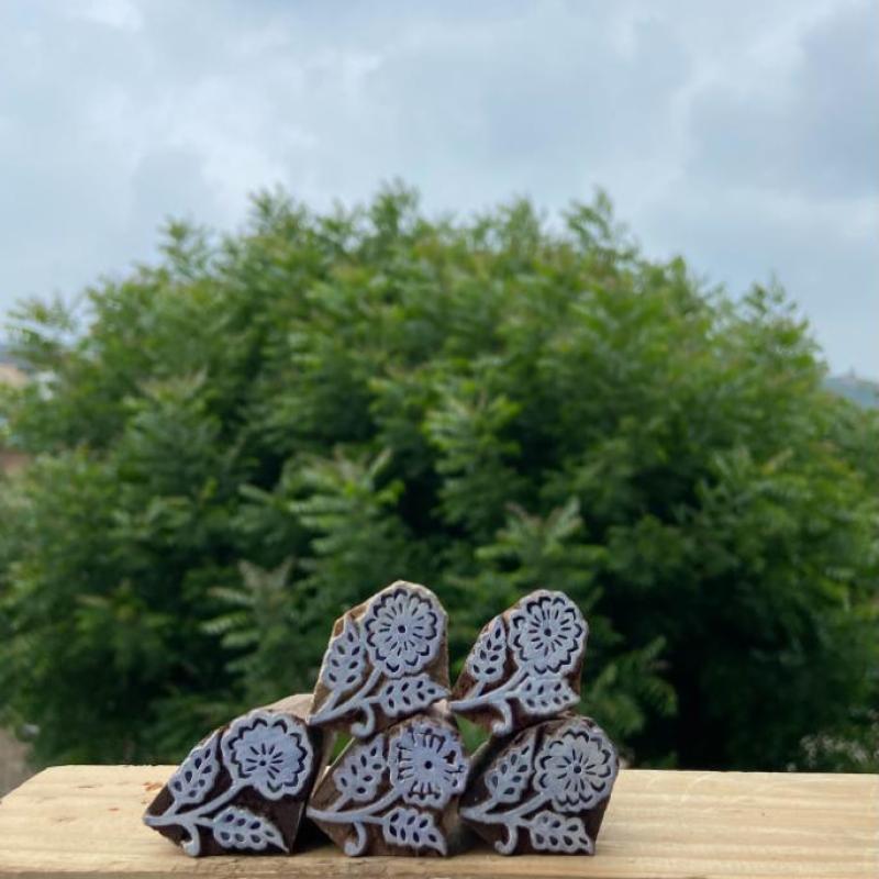 Floral Wood Block Stamp – Set of 5 Block Paper & Fabric Print Stamp