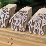 Hand-Carved Wooden Camel Block Print Stamp for Fabric, Paper & Crafting Pack of 5 Hand made Block Print Stamp Wooden Sheesham