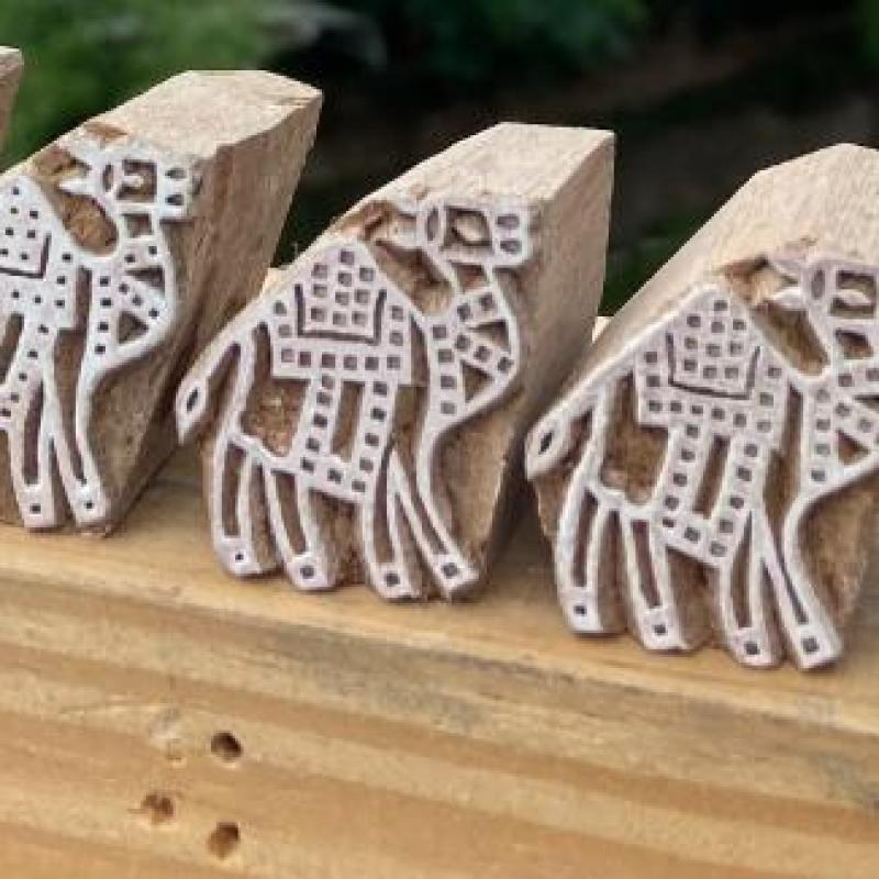 Hand-Carved Wooden Camel Block Print Stamp for Fabric, Paper & Crafting Pack of 5 Hand made Block Print Stamp Wooden Sheesham