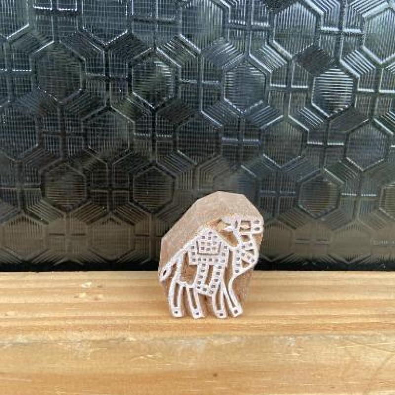 Hand-Carved Wooden Camel Block Print Stamp for Fabric, Paper & Crafting Pack of 5 Hand made Block Print Stamp Wooden Sheesham