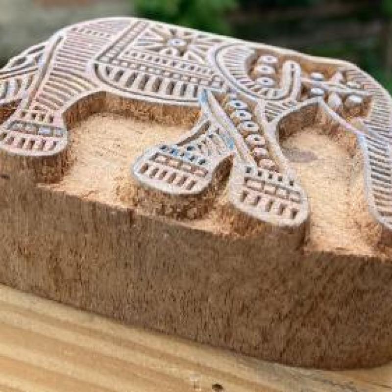 Elephant Motif Wooden Block – Hand crafted Printing Stamp for Fabric & Craft Handmade Sheesham Wooden Block Paper And Fabric Print Stamp