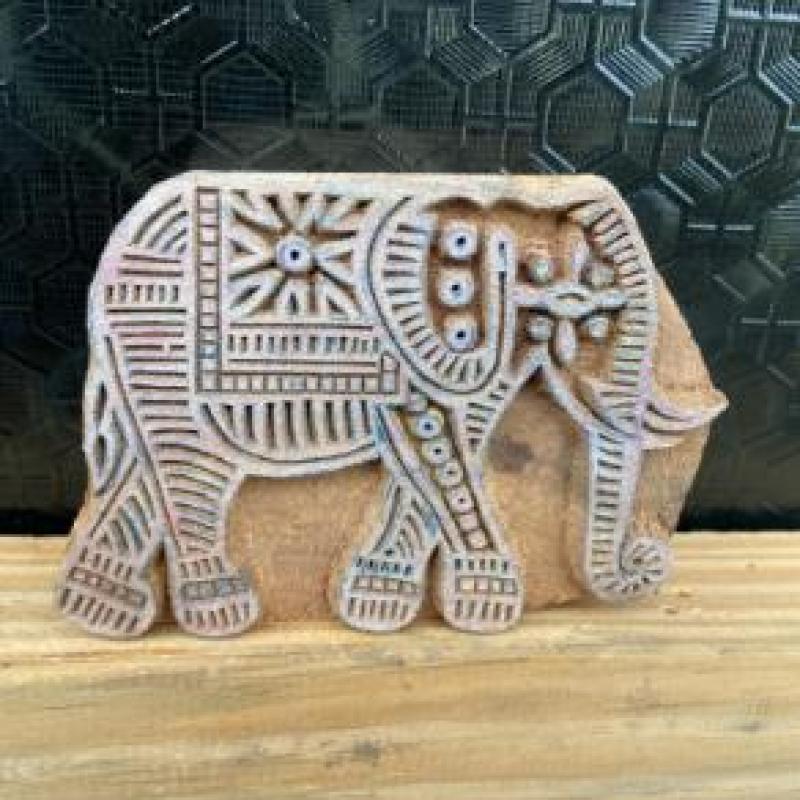 Elephant Motif Wooden Block – Hand crafted Printing Stamp for Fabric & Craft Handmade Sheesham Wooden Block Paper And Fabric Print Stamp