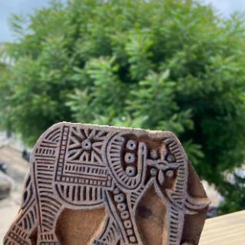 Elephant Motif Wooden Block – Hand crafted Printing Stamp for Fabric & Craft Handmade Sheesham Wooden Block Paper And Fabric Print Stamp