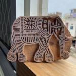 Elephant Motif Wooden Block – Hand crafted Printing Stamp for Fabric & Craft Handmade Sheesham Wooden Block Paper And Fabric Print Stamp