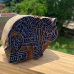Hand carved Wooden Elephant Block Print – Traditional Indian Printing Stamp Handmade Sheesham Wooden Paper and Fabric Block Stamp