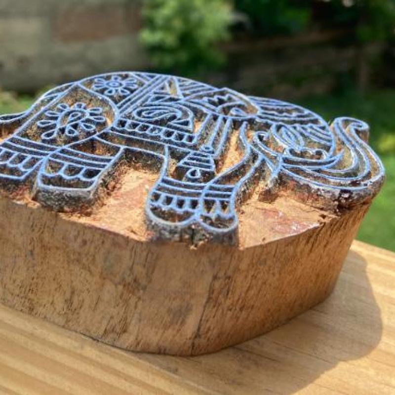 Hand carved Wooden Elephant Block Print – Traditional Indian Printing Stamp Handmade Sheesham Wooden Paper and Fabric Block Stamp
