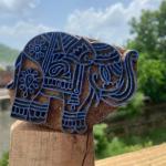 Hand carved Wooden Elephant Block Print – Traditional Indian Printing Stamp Handmade Sheesham Wooden Paper and Fabric Block Stamp