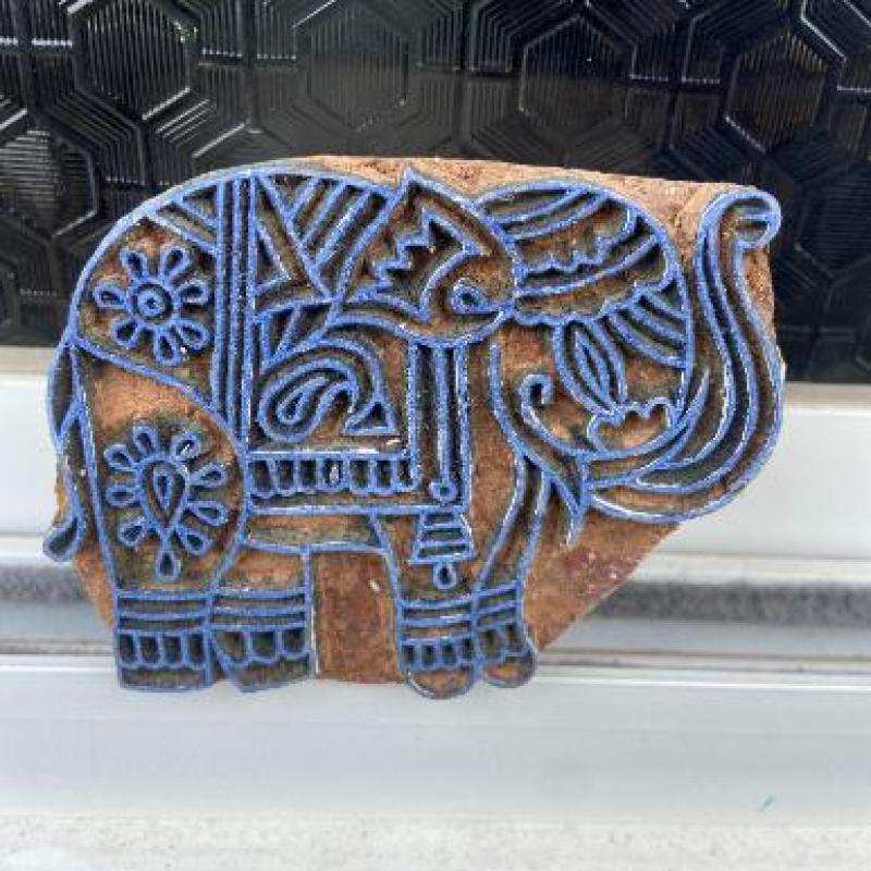 Hand carved Wooden Elephant Block Print – Traditional Indian Printing Stamp Handmade Sheesham Wooden Paper and Fabric Block Stamp