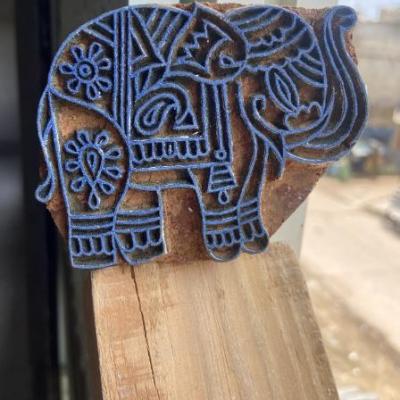 Hand carved Wooden Elephant Block Print – Traditional Indian Printing Stamp Handmade Sheesham Wooden Paper and Fabric Block Stamp