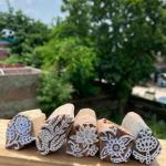 Hand-Carved Wooden Leaf & Floral Block Prints Handmade Block Paper, Fabric Print Stamp