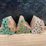 Pack of 3 Floral Design Hand carved Wooden Block Prints for Fabric and Craft Handmade Sheesham Wooden Block Paper & Fabric Print Block Sta