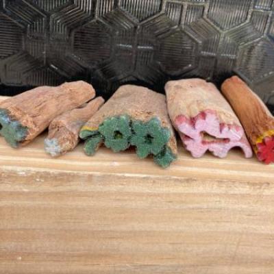 Pack of 5 Miniature Wooden Block Stamps – Hand carved Floral Motifs for Crafts & Fabric Printing Hand Made Sheesham Wooden Block Print Stamp