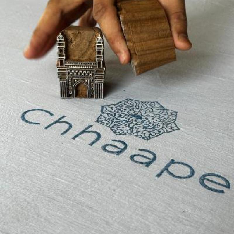 Charminar Wooden Printing Block | Hand-Carved Landmark Stamp Textile & Paper Craft