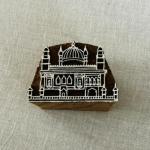 Mosque Landmark Wooden Printing Block | Handcarved Indian Wood Stamp for Textile, Clay, and Paper | Islamic Architecture Stamp