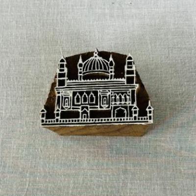 Mosque Landmark Wooden Printing Block | Handcarved Indian Wood Stamp for Textile, Clay, and Paper | Islamic Architecture Stamp