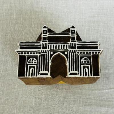Gateway of India Wooden Printing Block | Mumbai Monument Stamp | Hand-Carved Indian Heritage Block for Fabric & Paper Crafts