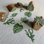 Hand-Carved Wooden Block Printing Stamps | Leaf Pattern Stamp Set | DIY Fabric Printing Tools