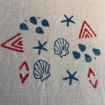 Wooden Block Printing Stamps Set for Fabric, Clay & Crafts | Shell, Starfish, Water Drop